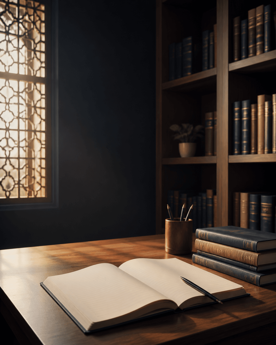 A quiet study space for reflecting on values and the future