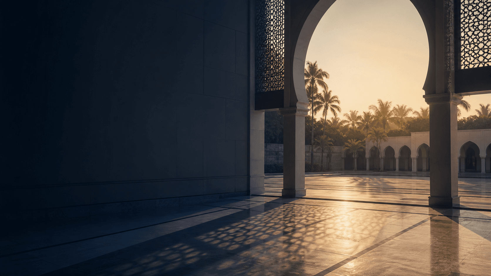 Halaman masjid yang tenang di pagi hari